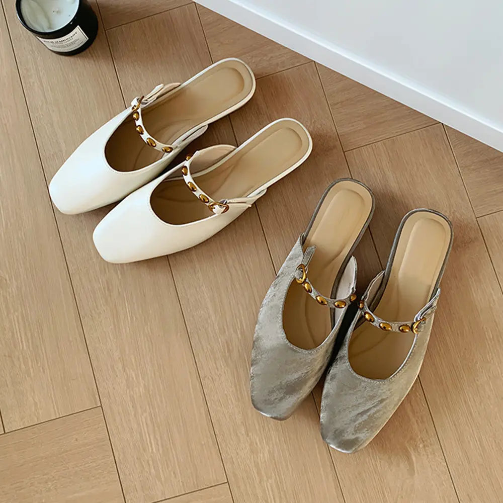 Summer Women's Square Toe Satin Slippers