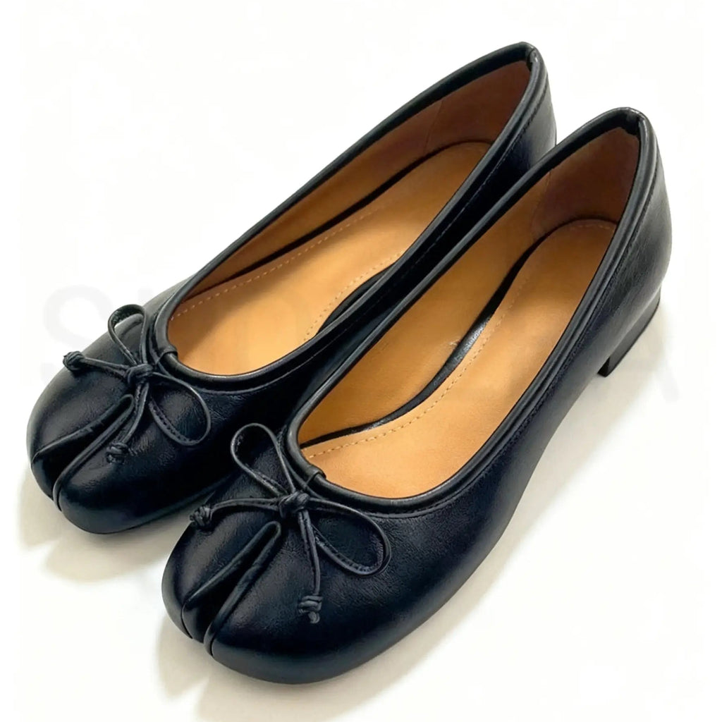 Women's Elegant Bow-Detailed Split-Toe Tabi Ballet Flats